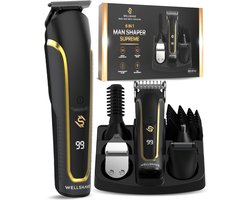 Wellshave 6 in 1 Baardtrimmer Supreme - Trimmer Baard & Lichaam - Neustrimmer - Bodygroomer - IPX7 Waterdicht - Incl. 6 opzetstukken - Kerst Cadeautjes