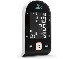 BURCH Med Bovenarm bloeddrukmeter - Bloeddrukmeters - ZWART - 2 persoons 90x opslaan - 22-42cm manchet - Met batterijen - Voldoet aan WHO eisen