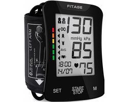 FITAGE Bloeddrukmeter aanbevolen door Hartstichting - Hartslagmeter met Voorleesfunctie NL - Blood Pressure Monitor - Medische Bloeddrukmeters Bovenarm Zwart