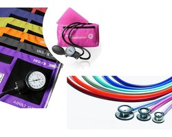 Handmatige bloeddrukmeter basis set met stethoscoop ST-A088-PAARS/LILA