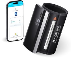 Mobiclinic Cardiomed - Smart Bovenarm Bloeddrukmeter - Digitale met Bluetooth- Spraakondersteuning - Gratis app: Yuwell HealthCare+ - 50 Gebruikersgeheugen - Detectie van opwarming van de manchet - ECG-monitor - USB-C - Zwart
