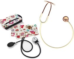 Set Bloeddrukmeter met Stethoscoop Wit - Bovenarm - Bloeddrukmeter met Etui - Handmatig - Stethoscoop Medisch - MDR Gecertificeerd