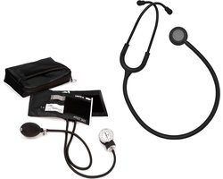 Set Bloeddrukmeter met Stethoscoop Zwart - Bovenarm - Handmatig - Stethoscoop Medisch - MDR Gecertificeerd
