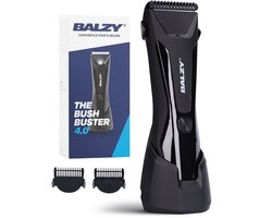 BALZY® BushBuster® 4.0 Bodygroomer Mannen – Waterdichte Schaamhaar Trimmer – Veilig Scheerapparaat voor Schaamstreek, Lichaam en Ballen – Body Trimmer Heren – Oplaadbaar met USB-C - Incl. Charging Dock & Opzetstukken