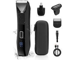 Bodygroomer mannen-3-in-1 baardtrimmer voor heren-bodygroomers-Inclusief neushaartrimmer-Smooth Shave Body Detailer - Lichtgewicht - Met reisslot - LED-scherm - IPX7 waterdicht-Inclusief opbergtas