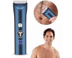 Heren Body Trimmer - Ballen Trimmer - Lies Trimmer Tondeuse - Schaamhaar Trimmer LED display - Bodygroomer - Compact formaat - BLAUW