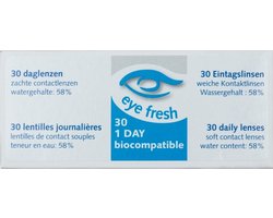 Eye Fresh Zachte Daglenzen - 30 stuks - Sterkte -3.00 - Hioxifilcon A - 58% water - Langdurig draagcomfortt