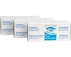 Eye Fresh Zachte Daglenzen - 90 stuks - Sterkte -7.00 - Hioxifilcon A - 58% water - Langdurig draagcomfort