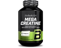 BioTechUSA Mega Creatine | Creapure® creatinemonohydraat | Capsules met hoge absorptie | Lactose- en glutenvrij | 60-daagse levering | Ideaal voor sporters en actieve volwassenen | 120 megacapsules