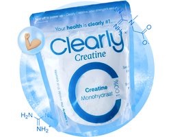 Clearly Creatine Monohydraat – 100% Pure Creatine – Ondersteunt Kracht, Explosiviteit en Spiergroei – 300g / 60 Porties