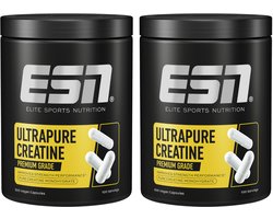 ESN Ultrapure Creatine Giga Caps, 2 x 300 Capsules Voordeelverpakking, 200 Porties Creatine Monohydraat - Vegan