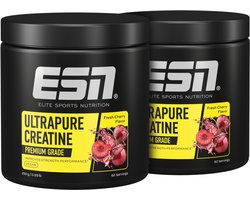 ESN Ultrapure Creatine Poeder, Fresh Cherry, 2 x 250 g Voordeelverpakking - Puur Creatine Monohydraat, Premium Kwaliteit, Veganistisch