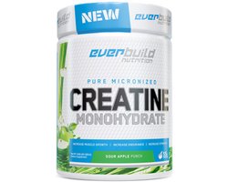 EVERBUILD Creatine Monohydrate - 100% Pure Creatine – Kracht & Spieropbouw – Sneller Herstel – Pre-Workout – 300 g - Sour Apple Punch