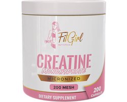 FitGirl Nutrition Creatine Monohydraat | 200 capsules | 70 servings totaal | Micronized 200mesh | Nutriworld