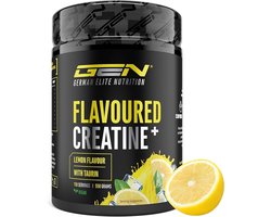GEN Gearomatiseerd Creatine Poeder - 550g - Creatine Monohydraat + L-Taurine - Gemicroniseerde Creatine met Aroma - Geen Suiker & Top Oplosbaarheid - Veganistisch (Citroen)
