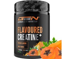 GEN Gearomatiseerd Creatine Poeder - 550g - Creatine Monohydraat + L-Taurine - Gemicroniseerde Creatine met Aroma - Geen Suiker & Top Oplosbaarheid - Veganistisch (Papaya)