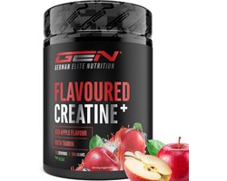 GEN Gearomatiseerd Creatine Poeder - 550g - Creatine Monohydraat + L-Taurine - Gemicroniseerde Creatine met Aroma - Geen Suiker & Top Oplosbaarheid - Veganistisch (Red Apple)