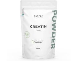 nutri+ Creatine Monohydraat Poeder 1000 g - Pure Creatine 99,9% - hoog gedoseerd, ultrafijn, veganistisch en neutraal - Creatine Poeder met Vitamine B12 - topkwaliteit
