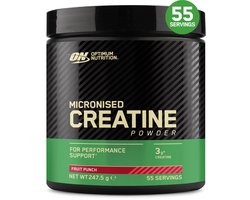 Optimum Nutrition Micronized Creatine Powder - Fruit Punch Creatine Poeder - Creatine Monohydraat - 247 gram (55 doseringen)
