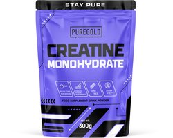Pure Gold Creatine Monohydraat Poeder - 300 gram - Naturel & Smaakloos - 100% Creatine Monohydrate Supplement - Pre Workout - 60 Porties
