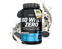 BioTechUSA Iso Whey Zero | Premium wei-eiwitisolaat | Grasgevoerd | Enzymvrij | Suiker- en glutenvrij, 908 g, Zwarte koekje