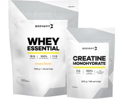 Body & Fit Whey Essential Banaan 1000g + Creatine Monohydraat 500g Bundel - Whey Protein - Proteine Poeder