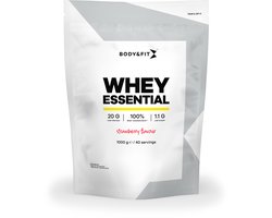 Body & Fit Whey Essential - Eiwitpoeder - Proteine Poeder - 100% Whey Eiwitconcentraat - Whey Protein - Eiwitshakes - Aardbei - 1000 gram (40 shakes)