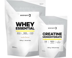 Body & Fit Whey Essential Vanille 1000 gram - Eiwitpoeder - Whey Protein + Creatine Monohydrate 500 gram