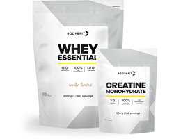 Body & Fit Whey Essential Vanille 2500g + Creatine Monohydraat 500g Bundel - Whey Protein - Proteine Poeder