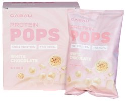 Cabau Protein Pops - White Chocolate - Chocolade balletjes - Luchtig & Crunchy - 10 gram eiwit per portie - 5 zakjes - Laag in calorieën - Eiwitsnack - Eiwitrijk tussendoortje - Voor thuis, onderweg of op werk