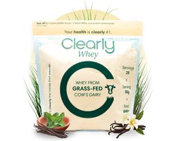 Clearly Whey Protein Vanille – Grasgevoerde Eiwitpoeder – 23g Eiwit per Portie – Ondersteunt Spieropbouw, Herstel en Energie – 840g / 28 Porties