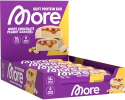 MORE NUTRITION Soft Protein Bar Proteine Repen, White Chocolate Peanut Caramel, 10 x 50 g - Het Ideale Tussendoortje met tot 16 g Proteïne per Reep