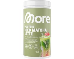MORE NUTRITION Whey Proteine Poeder Iced Matcha Latte, Strawberry Cheesecake, 500 g, 20 Porties - Matcha Groene Thee Poeder met Waardevolle Eiwitten - Weinig Suiker en Vet – Gemaakt in Duitsland