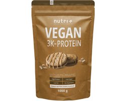 nutri+ Vegan 3K Protein - Eiwitpoeder Peanutbutter Cookie - Veganistisch proteïne poeder - met proteïnen uit soja, erwten en zonnebloem - lactosevrij en glutenvrij - 1000 g