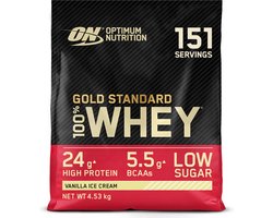Optimum Nutrition Gold Standard 100% Whey Protein - Vanilla Ice Cream - Proteine Poeder - Eiwitshake - 4530 gram (146 servings)