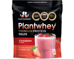 Plantpowders - Plantwhey® - S'Werelds Eerste Plantaardige Eiwitshake Zonder Zandsmaak! - Lactosevrij - Proteïne Poeder - Eiwitpoeder - Vegan Proteïne Shake - Aardbei - 750 gram (30 shakes)