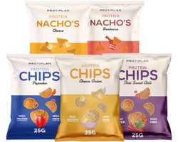 Protiplan - Mix Proteïne Chips - 5 x 25 g - Eiwitrijk Proefpakket