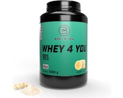 Whey Eiwitpoeder Banaan 1KG – 33 servings – 80% Eiwit – Body4You