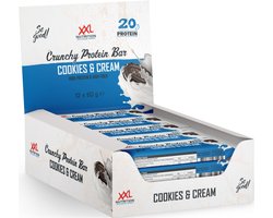 XXL Nutrition - Crunchy Protein Bar - 21 gram Eiwit - Eiwitreep, Proteine Repen, Fitness Snack - Diverse Smaken - 12 Pack - Cookies & Cream