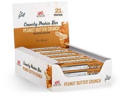 XXL Nutrition - Crunchy Protein Bar - 21 gram Eiwit - Eiwitreep, Proteine Repen, Fitness Snack - Diverse Smaken - 12 Pack - Peanut Butter Crunch