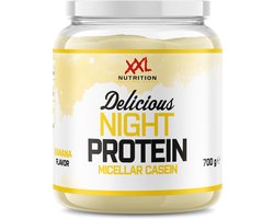 XXL Nutrition - Delicious Night Protein - 79% Eiwit - 100% Micellar Caseďne Eiwit - Eiwitpoeder, Proteine Shake - Diverse Smaken - Banaan - 700 Gram (25 shakes)