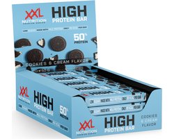 XXL Nutrition - High Protein Bar 2.0 - 25 Gram Eiwit - Eiwitrepen, Eiwitreep, Proteine Repen - Cookies & Cream - 20 Pack