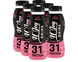XXL Nutrition - N'Joy Protein Drink - Aardbei - Kant en Klare Eiwitshake, Proteïne Supplement - 80% Caseïne & 20% Whey - Diverse Smaken - Aardbei - 6 Pack