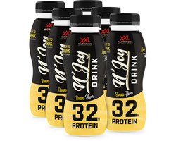 XXL Nutrition - N'Joy Protein Drink - Banaan - Kant en Klare Eiwitshake, Proteďne Supplement - 80% Caseďne & 20% Whey - Diverse Smaken - Banaan - 6 Pack