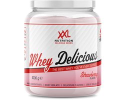 XXL Nutrition - Whey Delicious - 80% Eiwit - Aardbei - Wei Eiwitpoeder met BCAA & Glutamine, Proteine Poeder, Eiwit shake, Whey Protein - Diverse Smaken - 1000 gram (33 shakes)