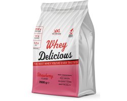 XXL Nutrition - Whey Delicious - 80% Eiwit - Aardbei - Wei Eiwitpoeder met BCAA & Glutamine, Proteine Poeder, Eiwit shake, Whey Protein - Diverse Smaken - 2500 gram (83 shakes)