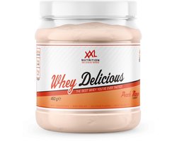 XXL Nutrition - Whey Delicious - 80% Eiwit - Perzik Mango - Wei Eiwitpoeder met BCAA & Glutamine, Proteine Poeder, Eiwit shake, Whey Protein - Diverse Smaken - 450 gram (15 shakes)