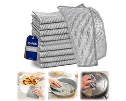 10 stuks herbruikbare vaatdoeken van draad - krasvrije vaatdoeken van draad - enkellaags & natte & droge reinigingsdoeken - multifunctionele stalen gaas reinigingsdoeken - 20x20cm - vaat/metaal/huis/keuken