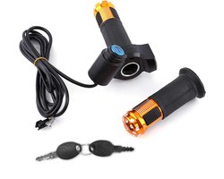 4 Kleuren Twist Throttle Grips Met LED Scherm en Sleutel Klop - Stuur Handvat Voor Elektrische Fiets - Goud