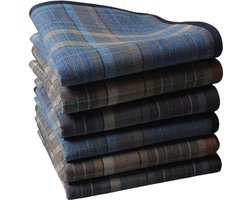 Heren Zakdoek 6x - Katoenen Zakdoeken met Klassieke Vintage Geruite Strepen - Casual Borst Sjaal, 40x40 cm - Elegante Herenaccessoires
